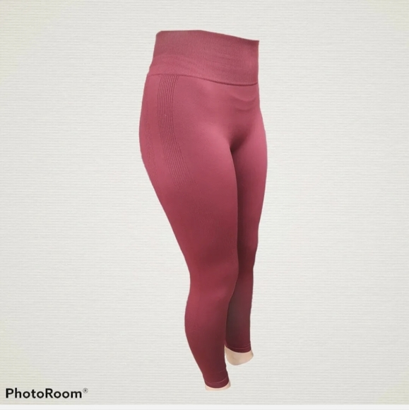 VICTORIA'S SECRET PINK ACTIVE Seamless High Waist Workout Leggings M/L Red - Picture 2 of 8